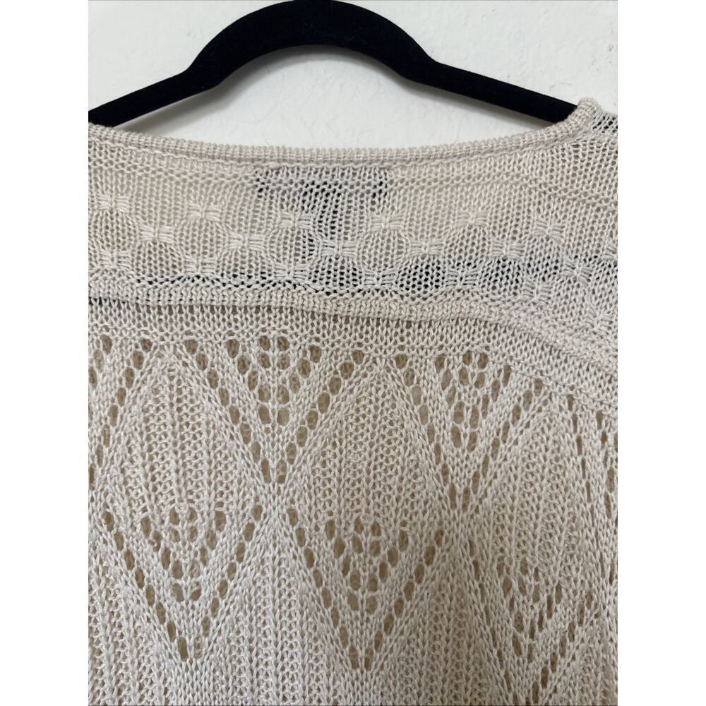 Oversized Drop Shoulder Cream beige Sweater Size Medium loose knit boho - Picture 10 of 11